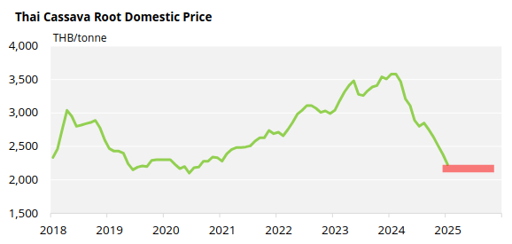 Chart showing Thai cassava root domestic price.