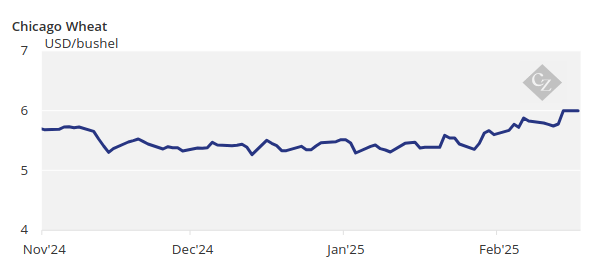 Chart Showing Chicago Wheat Prices